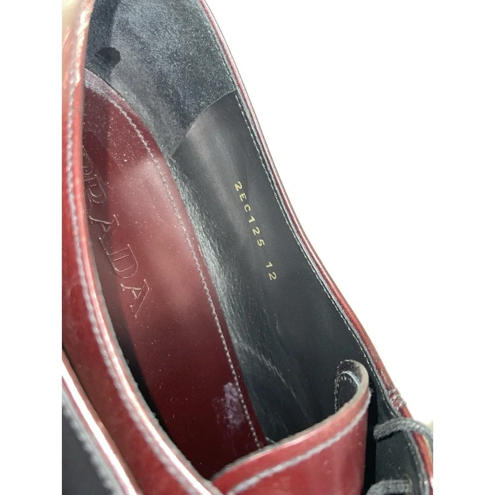 Prada Milano Vintage Lace Dress Shoes Burgundy Oxblood Men's Size 12 Preowned